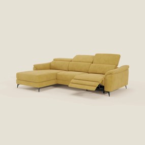Arcos Divano con penisola - piedini alti e poggiatesta reclinabili in microfibra impermeabile T11 giallo