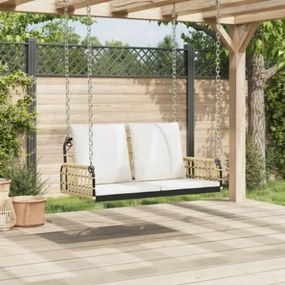 Panchina a Dondolo con Cuscini 105x58x38cm Polyrattan e Acciaio