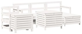 Set divani da giardino 7 pz bianco in legno massello di pino