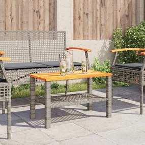 Tavolo da giardino grigio 70x38x42 cm polyrattan e legno acacia