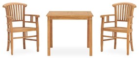 Set Da Pranzo Da Giardino 3 Pz İn Legno Massello Di Teak /