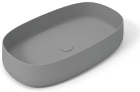 Lavabo da appoggio OLYMPIA CERAMICA ovale in ceramica L 70 x H 15 x P 40 cm grigio piletta non inclusa