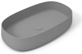 Lavabo da appoggio Wave OLYMPIA CERAMICA ovale in ceramica L 70 x H 14 x P 40 cm grigio opaco piletta non inclusa