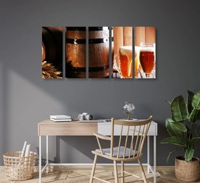 Quadri 5 pezzi – Birra con botte di birra