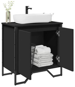 Mobile Lavabo Bagno Nero 60x35x60 Cm İn Truciolato /