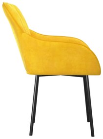 Sedie da Pranzo 2 pz Gialle in Velluto