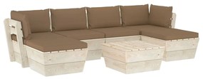 Set divani da giardino su pallet 7 pz con cuscini legno abete