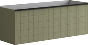 Mobile da bagno sospeso sotto lavabo L 120 x H 40 x P 45.5 cm verde salvia, 2 cassetti Pixel grid