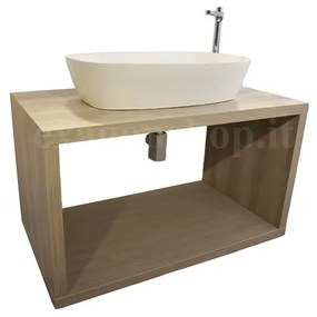 Mobile bagno effetto legno Olmo 90 cm Squared senza lavabo con vano a giorno