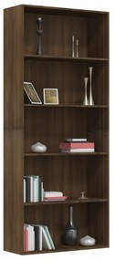 Libreria 5 ripiani rovere marrone 80x30x189cm legno multistrato