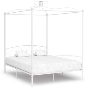 Letto a baldacchino bianco in metallo 180x200 cm