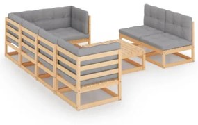 Set Divani da Giardino 8 pz con Cuscini Legno Massello di Pino