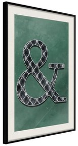 Poster  Ampersand on Green Background  Cornice Quadri Cornice nera con pass-partout, Larghezza x Altezza Home decor 20x30