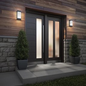 Applique LED moderno da esterno Glacier doppia luce nero IP44, luce bianco caldo 730 lumen, ARTIKA