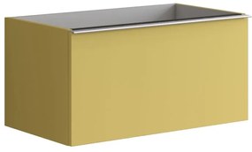 Mobile da bagno sotto lavabo Pixel plain frontale giallo sole e maniglia alluminio brillante laccato opaco L 80 x H 40 x P 45.5 cm 2 cassetti, lavabo non incluso