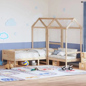 Set Dormeuse E Panca Con Tetto 80x200cm Legno Massello Di Pino /