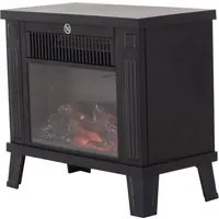 Easycomfort Camino Elettrico da Terra Moderno Potenza 600W/1200W con Effetto Fiamma 34 x 17 x 31cm Nero