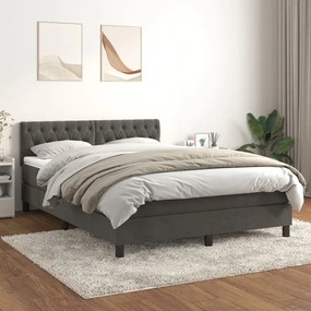 Giroletto A Molle Con Materasso Grigio Scuro 140x190 Cm Velluto /