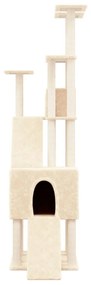 Albero per gatti con tiragraffi in sisal crema 190 cm