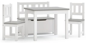 Set tavolo e sedie per bambini 4 pezzi bianco e grigio in mdf