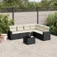 Set Divani da Giardino con Cuscini 7pz Nero Polyrattan 3219006