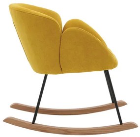 Sedia a dondolo design velluto giallo senape RHAPSODY