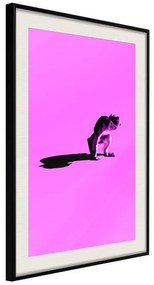 Poster  Monkey on Pink Background  Cornice Quadri Cornice nera con pass-partout, Larghezza x Altezza Home decor 20x30