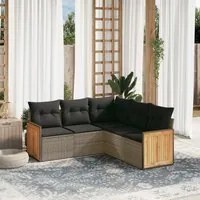 Set Divano da Giardino 5 pz con Cuscini Grigio in Polyrattan 3227642