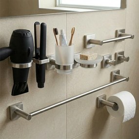 Set accessori bagno 3 pezzi con porta asciugamani 45 cm in acciaio inox spazzolato Sidera