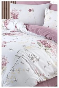 Biancheria da letto bianca/rosa per letto matrimoniale/per letto prolungato con lenzuolo incluso/4 pz 200x220 cm Floral – Mila Home