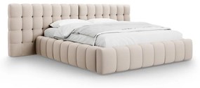 Letto matrimoniale imbottito beige con spazio contenitivo e rete 200x200 cm Mamaia - Micadoni Home