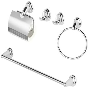 Set accessori a muro 5 pezzi in acciaio cromato viti incluse Facile