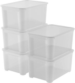 Set 5 Contenitori Rettangolari 55x39x28 cm in Plastica Keter T Box L Trasparente...