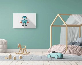 Quadro su tela – Robot blu con sfondo bianco