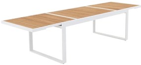 Tavolo da giardino allungabile Persea NATERIAL in alluminio bianco con piano in teak  per 10 persone 200/320x100cm