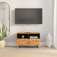 Mobile Porta TV Marrone e Nero 70x33,5x46 cm in Legno di Mango 356784