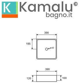 Kamalu - lavabo da appoggio quadrato con finitura terrazzo stracciatella | kteri-400str