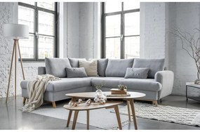 Divano angolare grigio chiaro allungabile/con contenitore (con penisola a sinistra/a L) Scandic Lagom – Miuform