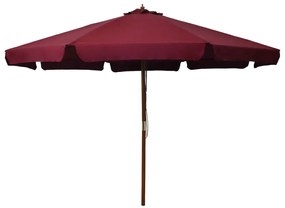 Ombrellone Da Esterni Con Palo İn Legno 330 Cm Rosso Borgogna /