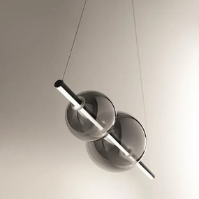 Lampada a sospensione FUFI a LED in metallo D100 cm con 2 diffusori a palla NERO