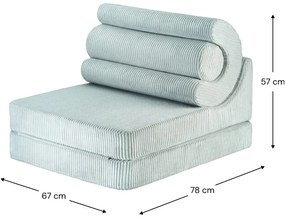 Poltrona per bambini color menta con rivestimento in velluto a coste Flipster – Wigiwama