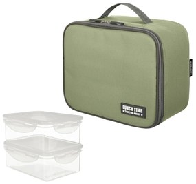 Borsa porta pranzo termica verde 6 L con 2 contenitori