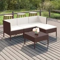 Set Divani da Giardino 5 pz con Cuscini in Polyrattan Marrone cod mxl 38314