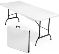 Tavolo Catering Pieghevole 180x75x74 h cm in Acciaio Bianco