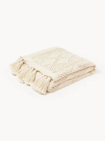 Coperta lavorata a maglia con nappe Nalani