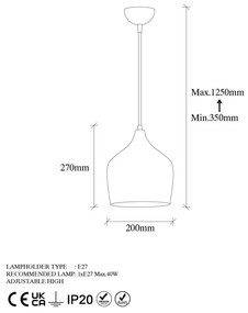 Lampada a sospensione color rame con paralume in metallo ø 20 cm Murek - Opviq lights