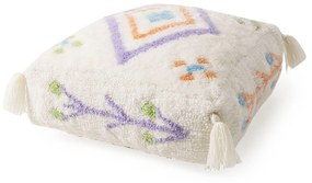 Lytte Pouf in lana fatto a mano Malika Multicolor 55x55x20 cm - Tappeto fibra naturale