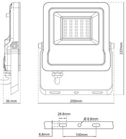 Faro proiettore LED RGB 50W IP65 con Telecomando - Bianco Colore RGB