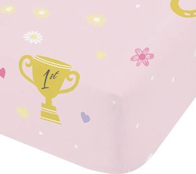 Lenzuolo con angoli per bambini rosa per letto singolo 90x190 cm Happy Horses – Catherine Lansfield