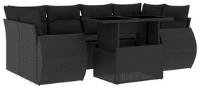 Set divani da giardino con cuscini 7pz nero polyrattan